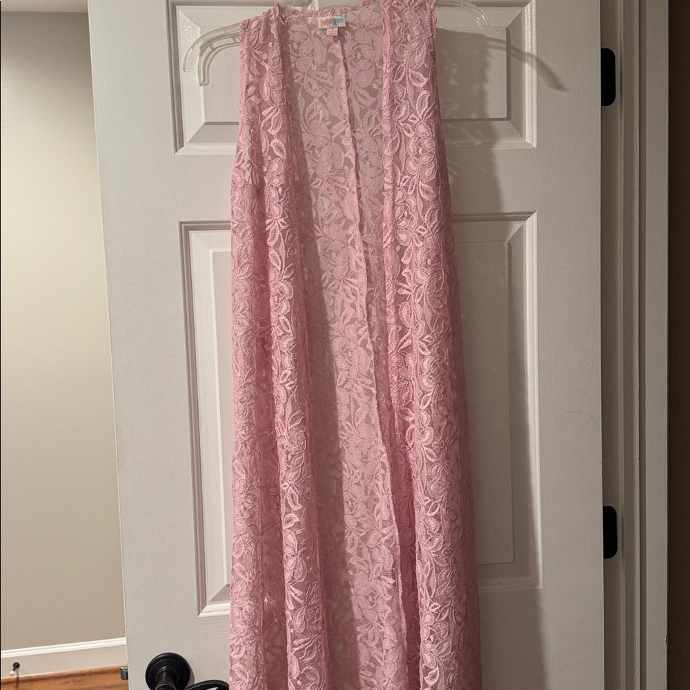 Women’s Small LulaRoe Pink Joy Lace Duster
